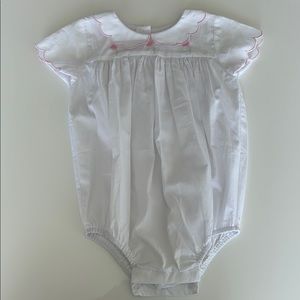 Little English Charming White Baby Romper with Pink Accents 24 mos